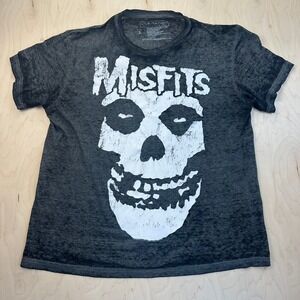 Misfits Lightweight T-Shirt Gray Burnout Graphic Band Tee 2015 Live Nation Large